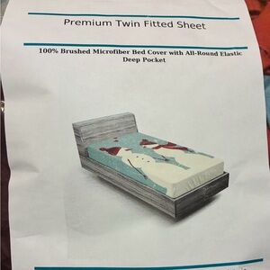 Ambesonne Snowman Fitted Sheet - Blue and White Size Twin